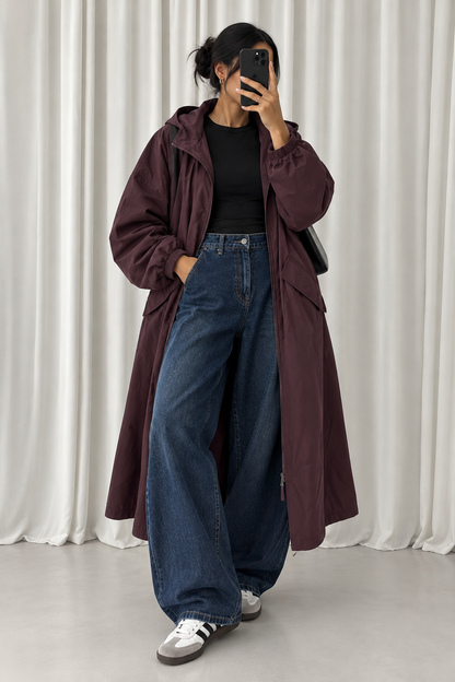 VESTE PARKA PRUNE À CAPUCHE B8441-1