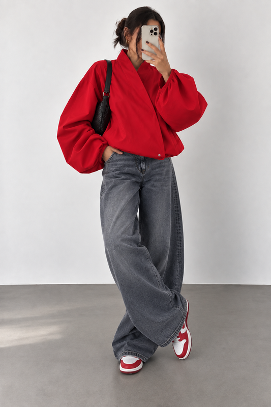 VESTE ROUGE COUPE CROISÉE 800130