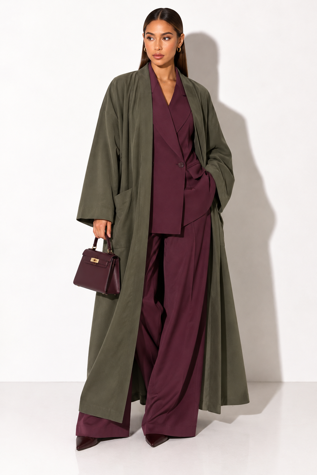 SANYA RIBBED COAT KHAKI - DESIGN MADE IN UAE