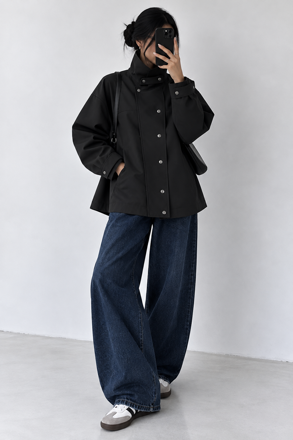 VESTE COUPE-VENT NOIR ÉLÉGANTE 800109