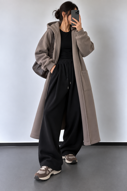 VESTE TAUPE À CAPUCHE 90553