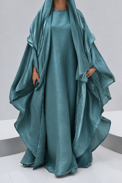 ABAYA EID LUXE - HALWA VERT DEAU