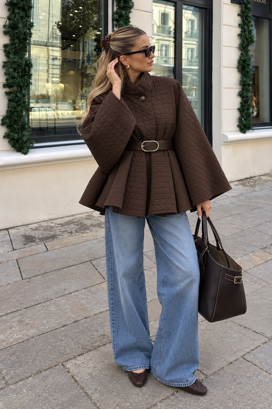 VESTE CAPE 27921 MATELASSÉE CHOCO