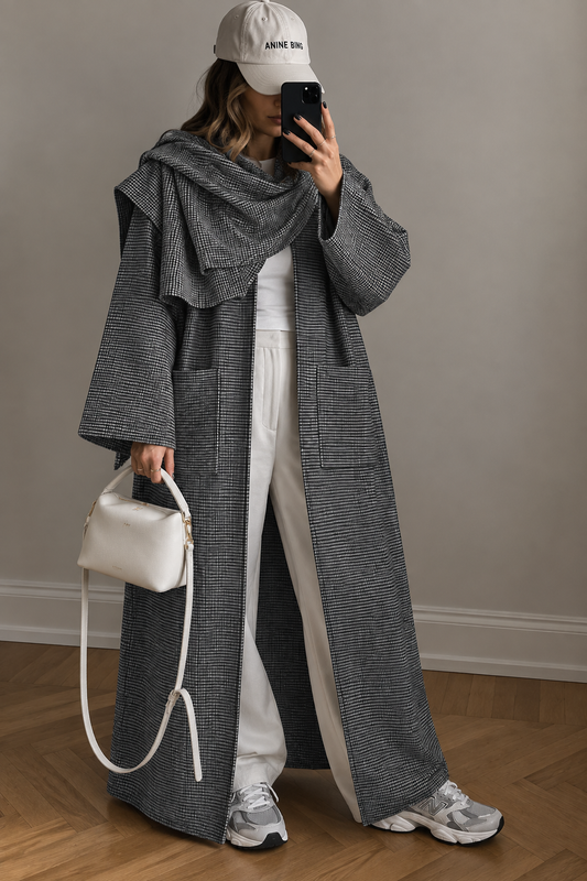 MANTEAU ECHARPE LARYA NOIR - DESIGN MADE IN UAE