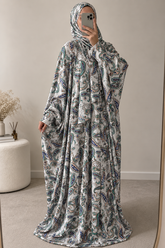 ABAYA ISDAL " SALAT" LUXE ARABESK BLANC