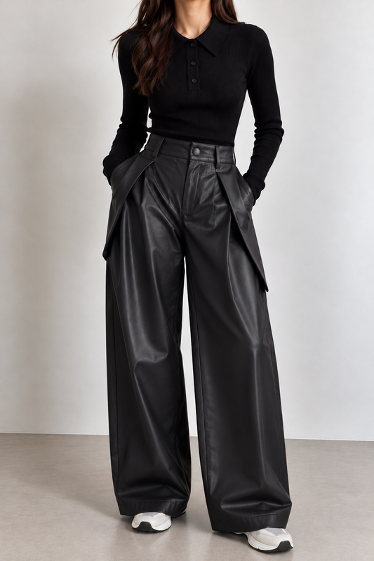 PANTALON NOIR EN SIMILICUIR 19183