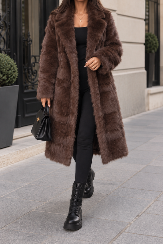 MANTEAU MIKKO FAUSSE FOURRURE CHOCO