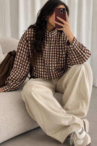 VESTE CHECK CHOCO/KAKI 8771