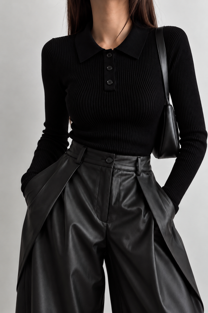 PANTALON NOIR EN SIMILICUIR 19183