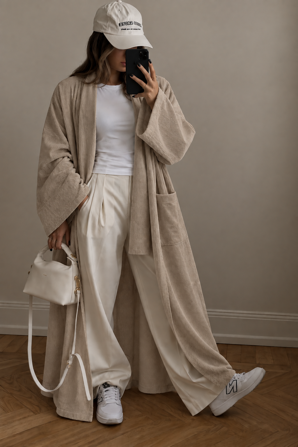 SANYA DARK BEIGE CORDUROY COAT - DESIGN MADE IN UAE