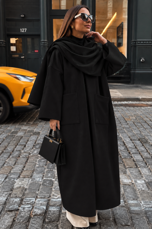 MANTEAU ECHARPE ELAYA NOIR - DESIGN MADE IN UAE