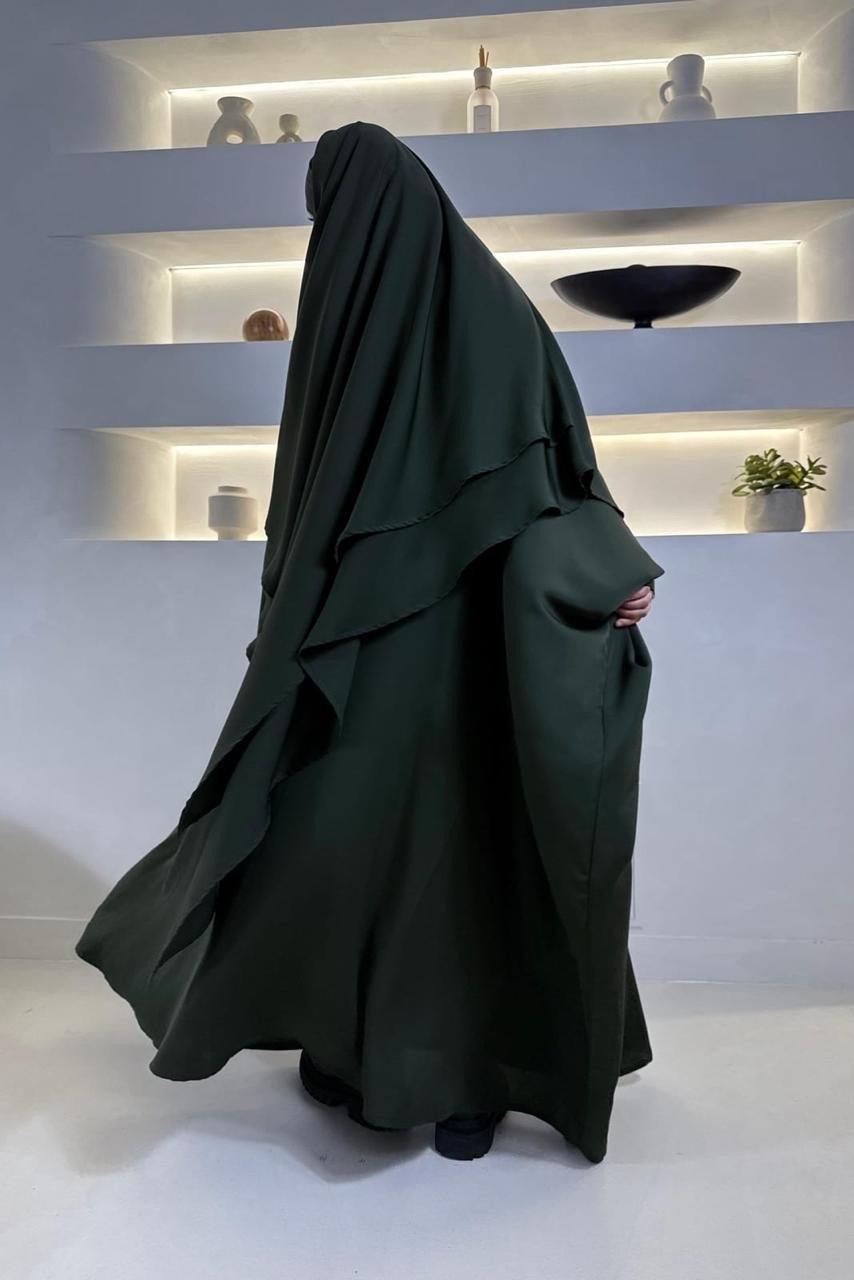ABAYA SET NIDA : FARASHA & KHIMAR KAKI - DESIGN UAE