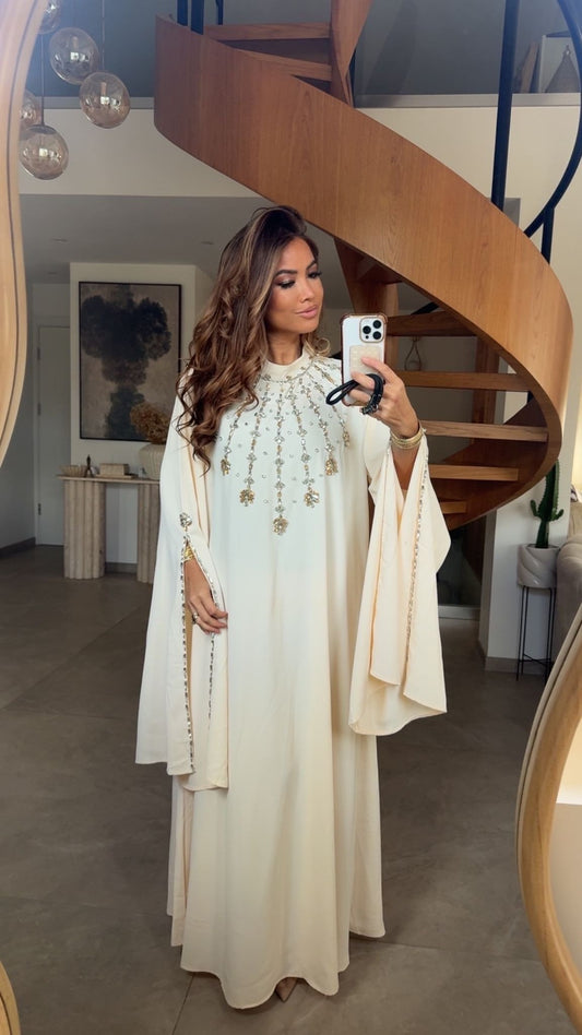 ABAYA STRASS EDF8017 BEIGE
