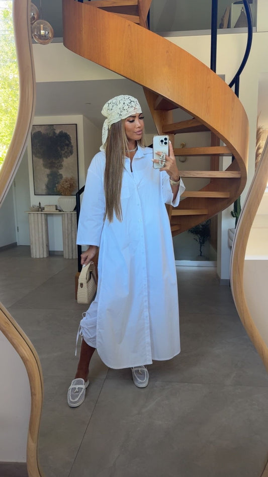 CHEMISE OVERSIZE FENTE COTE 50816 BLANC