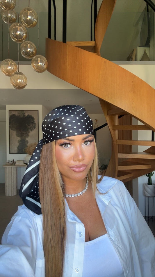FOULARD 90F J248-2 NOIR POIS BLANC