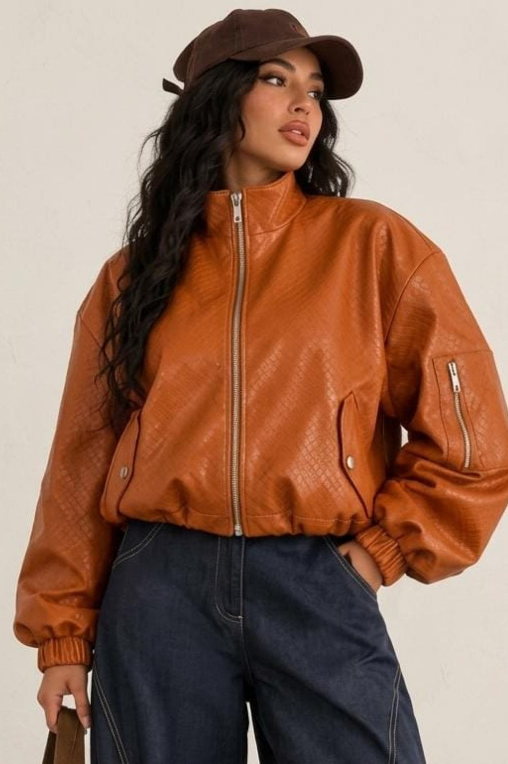 VESTE CAFFE BOMBER CINNAMON PU15083
