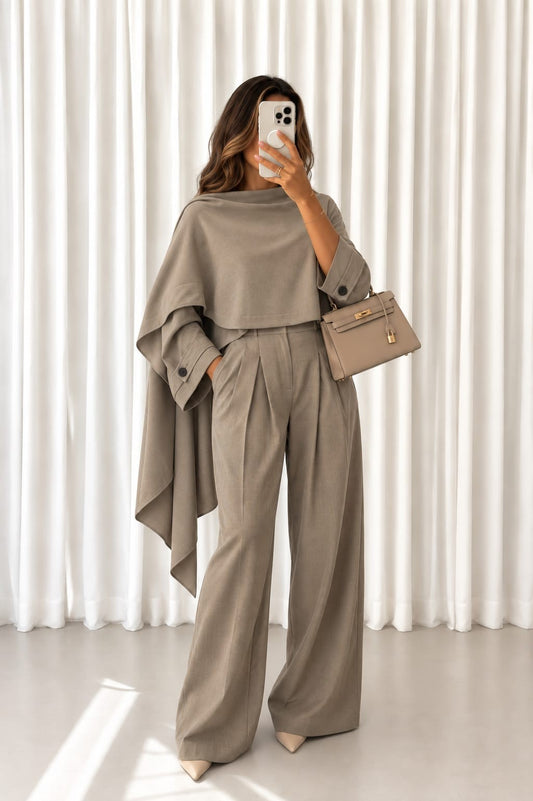 VESTE CAPE ÉLÉGANCE VE7216 TAUPE